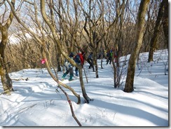 15猟師山下山路､北斜面なので雪が深いです