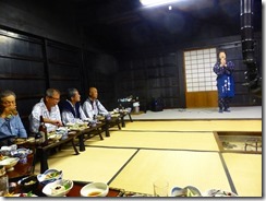 1-22夕食風景椎葉の民謡をいろいろ披露してくれました